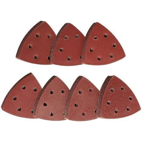 Triangl Poncag, 70 selbstklebende, dreieckige Schleifpads mit 6 Löchern, Körnung 60/80/120/180/240/320/400, Packung mit dreieckigem Schleifpapier für Dreieckschleifer (1/5)
