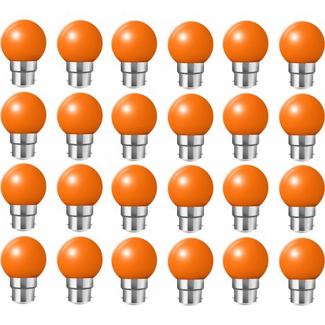 Lot de 24 ampoules LED B22 2W (équivaut 20W) multicolores orange, 220-240V, pour décoration maison, bar, fête