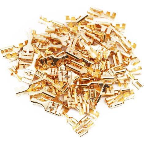 Lot de 100 cosses Femelles de 6,3/7,8 mm à sertir à épissure Rapide - Connecteurs de Fils Non isolés (1/5)