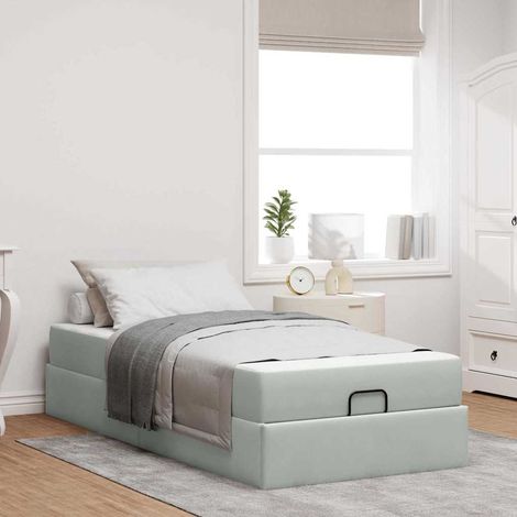 Cadre de lit avec matelas-Structure de lit avec matelas Gris clair 80 x 200 cm Velours 844995 (1/5)