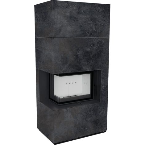 Kaminbausatz KRATKI FLOKI BOX links 8 kW Ø 160 Quarzsinter OSSIDO NERO (1/4)