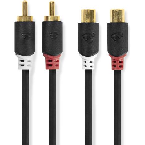 NEDIS Câble Audio Stéréo 2x RCA Mâles - 2x RCA Femelles 2,0 m Anthracite (1/2)