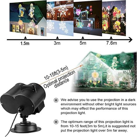 Filiyano – Projecteur LED de Noël, 16 LED, effet vague, étanche, télécommande, idéal pour les fêtes. (1/4)