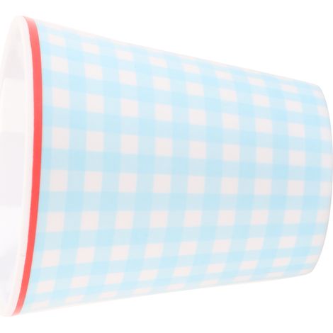 260 ml Kaffeetasse aus Porzellanimitat, Milch- und Wasserbecher, hellblau mit Gittermuster, für Restaurants und Schulen (1/5)