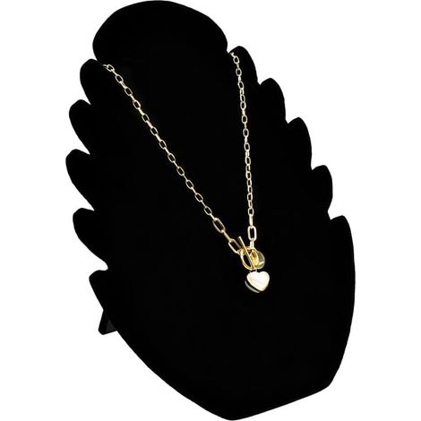Necklace Display Stand, Velvet Jewelry Stand with 5 Notches, Flame Jewelery Display Stand Helps Women Store Their Necklaces or Jewelry and As a Gift (7.87x11.02inch, Black) (1/5)