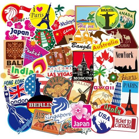 Retro-Vintage-Aufkleber, Reiseaufkleber-Karten-Aufkleber-Set [1