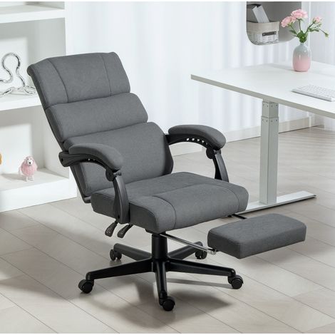 Silla de escritorio reclinable con reposapiés metal OKMYHOME (1/3)