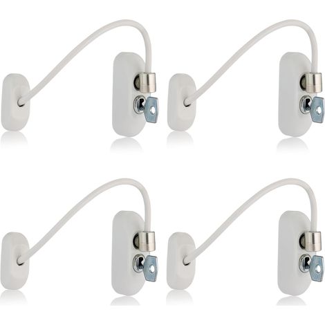 CSPARKV Set mit 4 langlebigen, mit Schlüssel abschließbaren Fensterflügeln, Kabellänge 18 cm, verhindert Verletzungen und Einbruch und sorgt für die Sicherheit von Kindern