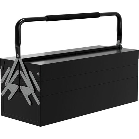 Caja de herramientas DURHAND, estuche de herramientas de 3 niveles, acero, 56 x 20 x 41 cm (largo x ancho x alto), negro (1/4)