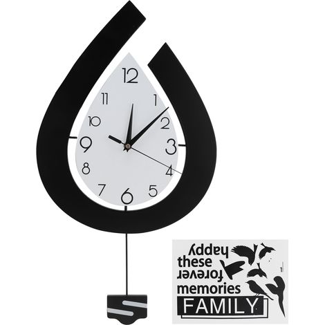 Horloge Murale Design Nordique Silencieuse en Panneau de Densité 39x30cm Cadran Évidé Style Européen pour Salon (1/5)