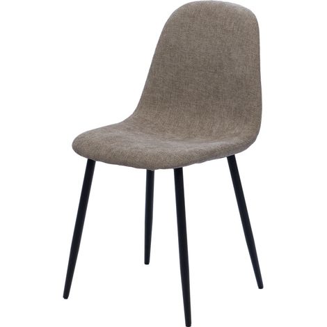 Amadeus - Chaise de salle à manger en tissu marron et métal Ariane (lot de 2) (1/3)