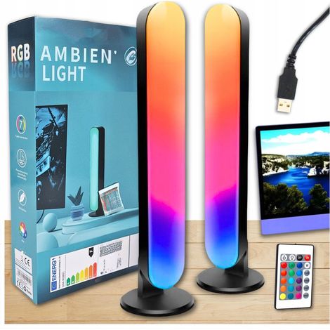RGB-LED-Streifen, 2x Lichtsäule für PC-Gaming, ferngesteuerte Schreibtischlampe
