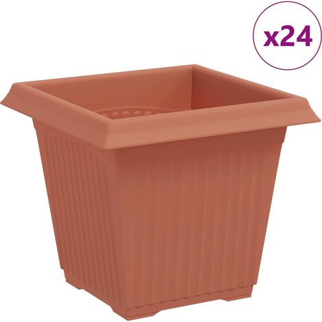 Quadratischer Blumentopf 24 pcs Ziegelrot 16 x 16 x 14 cm vidaXL