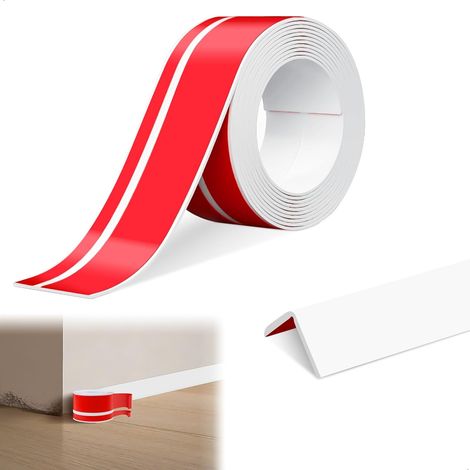 Plinthe Souple Autoadhésive en PVC, Plinthe Adhesive 5M x 7CM, Barre de Finition Autocollante, Bande Décorative Autoadhésive pour Cuisine, Salles de Bains et Salons (Blanc) (1/5)