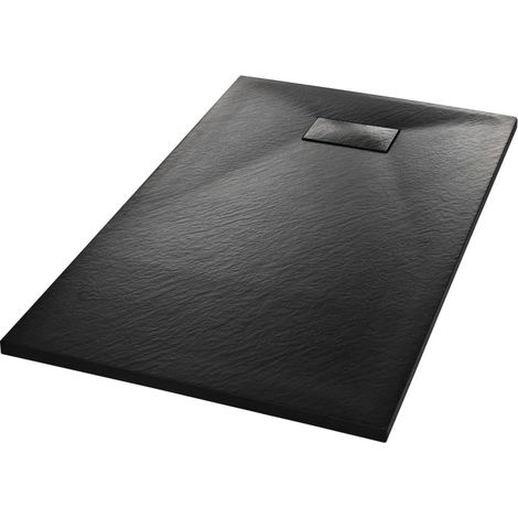Helloshop26 – Receveur de douche rectangulaire 120x70 cm – SMC noir antidérapant – Seuil bas pour accès facile – Drain standard 9 cm (1/5)
