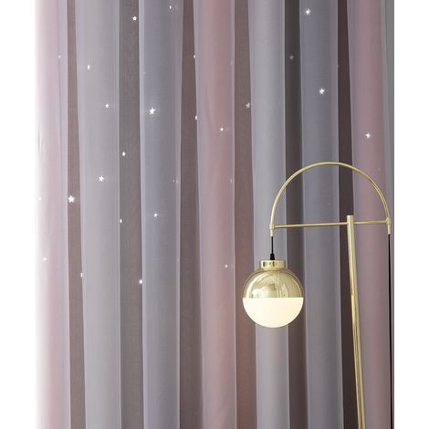 Rideau Simple dégradé à motif d'étoile ajouré, 2 pièces, Double couche occultant, isolation pour chambre à coucher et salon. (1/5)