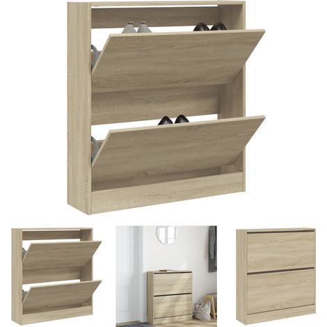 The Living Store Schuhschrank Sonoma-Eiche 80x21x87,5 cm Holzwerkstoff - Schuhregale & -schränke (1/5)