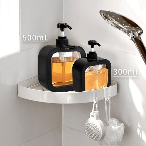 Bouteille distributrice de lotion de voyage, bouteille à pression de grande capacité, détergent à lessive, gel douche, shampoing, bouteille vide de rangement pour salle de bain, 300/500 ml (1/4)