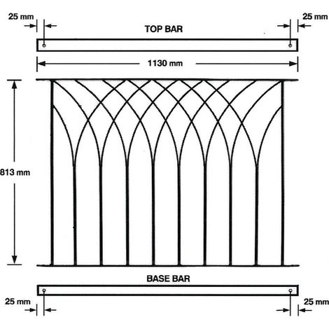 Nova Decking Fence Panel - Solid Steel - FIts Gap of 1130 mm x 813 mm High - Electro Galvanised/Black Powder Coated