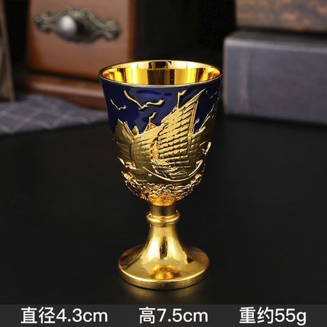 Verre bénitier/verre à vin à pied (doré et bleu) pour usage domestique