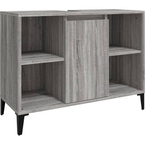 Mobile sottolavabo da bagno 80 x 33 x 60 cm in legno ingegnerizzato grigio 020006852