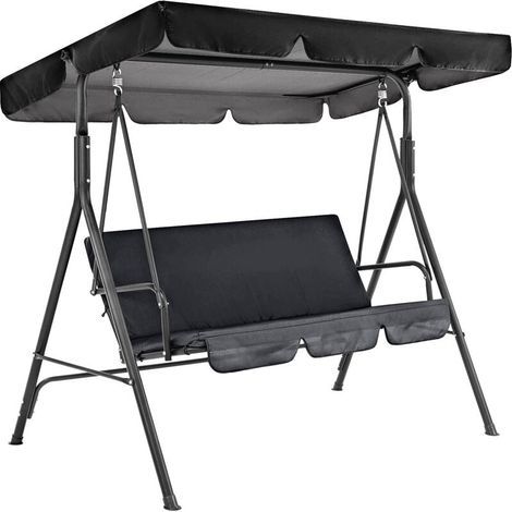 Schwarzes Ersatzdach für 3-Sitzer-Gartenschaukel, Universalgewebe, wasserdicht, UV-Schutz für Gartenmöbel (1/5)