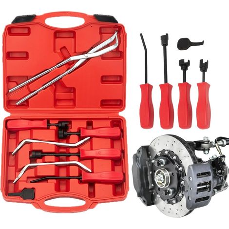 Ensemble de 8 pièces de service de tambour – Kit d'outils de réglage et de réparation, compresseur à ressort antidérapant Service de chaussures automobile pour voitures et camions, outils (1/5)
