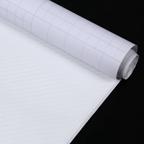 2 rotoli di pellicola adesiva in vinile effetto fibra di carbonio 3D fai da te, 30 x 127 cm, per auto - Bianca