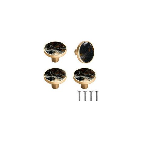 Drawer and Door Handles, Pack of 4, 32mm, Single Hole, Round, Black (1/5)