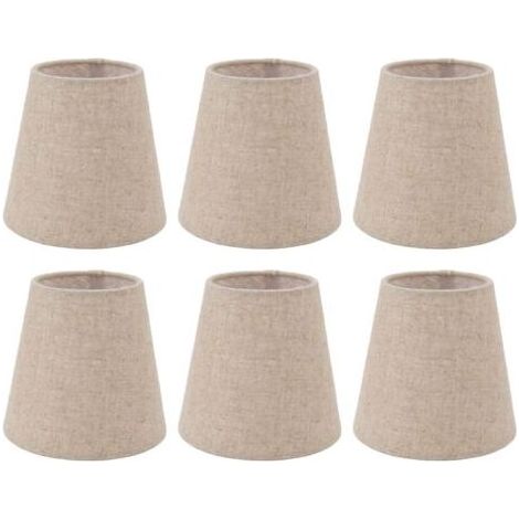 6 pièces petit abat-jour Clip sur tambour abat-jour en tissu de lin pour bougies ampoules accessoires d'éclairage (1/4)