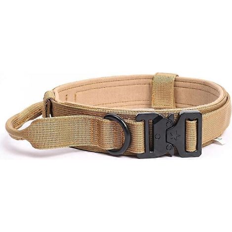 Verstellbares Hundetrainingshalsband mit Schnellverschluss und Griff, Größe M, Farbe Khaki.