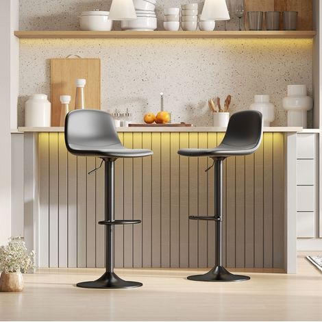 Tabouret de bar lot de 2 reglables pivotants noir OKMYHOME (1/4)
