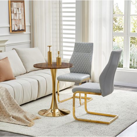 Set tavolo rotondo e 2 sedie MDF metallo OKMYHOME (1/5)