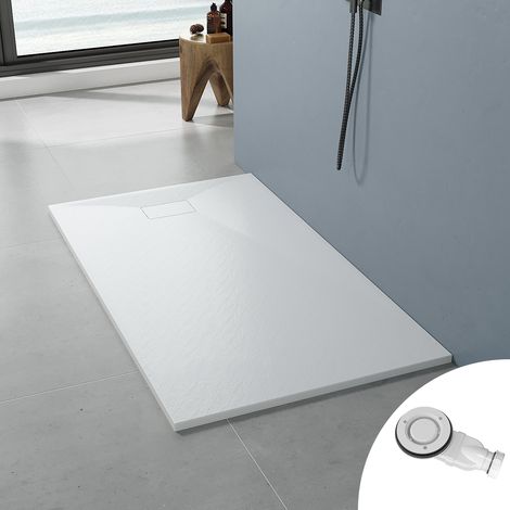 AQUABATOS Duschwanne 160 x 90 x 2,6 cm,Duschtasse Flach SMC inkl.Ablaufgarnitur,Antirutsch,Schneidbaren Design