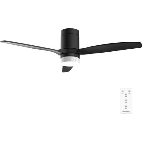 Cecotec Ventilador de Techo con Luz EnergySilence Aero 4600 Arctic Black&Black. Motor DC 38 W, Lámpara LED de 18 W