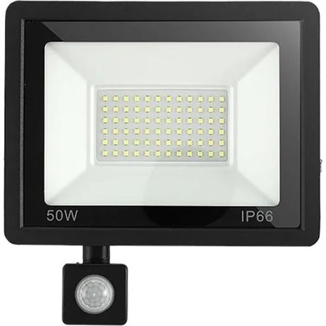 Projecteurs LED d'extérieur, Projecteurs LED 100W 50W 30W 20W 10W PIR Mot Capteur IP66 LED Étanche Suspendu Extérieur Applique Murale Projecteur pour cour, parking, patio, aire de jeux(Cold White,50W) (1/5)