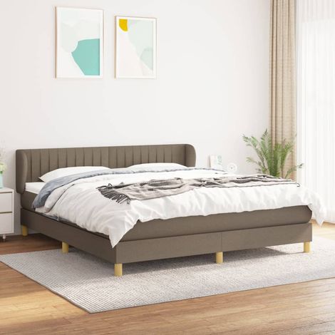 Lit adulte Moderne,Lit à sommier tapissier et matelas Taupe 180x200 cm Tissu -97835 (1/5)