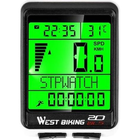 Lntyq Compteur kilométrique sans fil pour vélo avec rétroéclairage 5 langues Imperméable Compteur kilométrique pour vélo (1/5)
