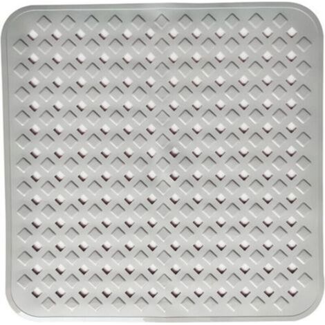 (Gris) Tapis de douche antidérapant pour peaux sensibles 53 x 53 cm, sans BPA, tapis de douche antidérapant anti-moisissure, tapis de sol de salle de bain lavable en machine (1/5)