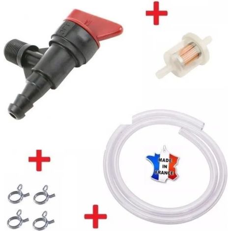 Kit essence BRIGGS ET STRATTON 399517 396244 698182 M73553 : robinet + durite + filtre + collier tondeuse tracteur