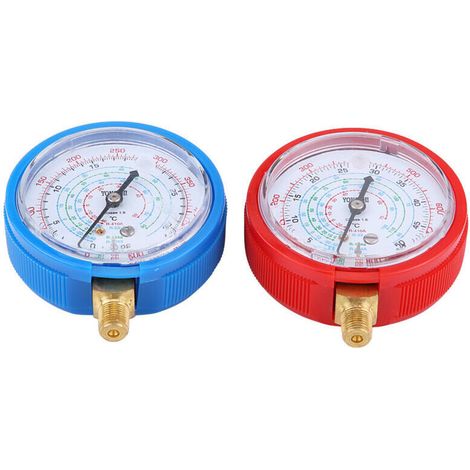 Manomètre de pression de réfrigérant en laiton bleu et rouge pour climatiseur de voiture (1/5)