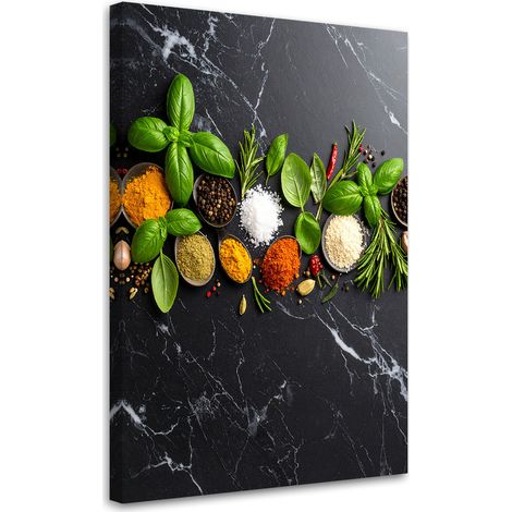 Wandbild Gewürze und Kräuter auf Marmorhintergrund 70x100 cm