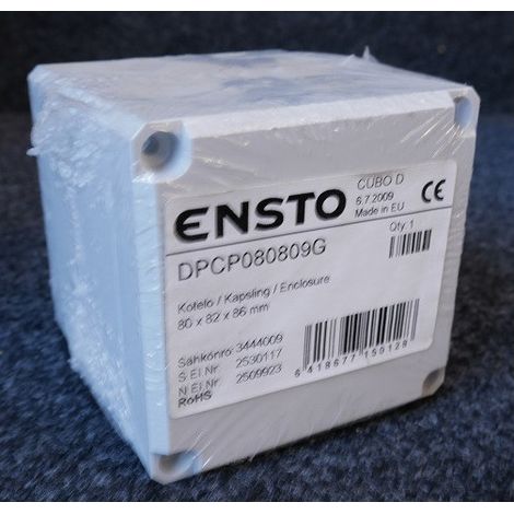 Boitier polycarbonate carré gris 80x82x86mm couvercle opaque vis IK06 IP66 Ensto Cubo D (1/2)