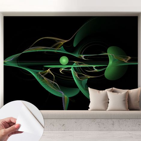 Carta da parati autoadesiva - Fotomurale adesivo - design elegante - stile moderno - Onde verdi 208x146 cm (1/5)