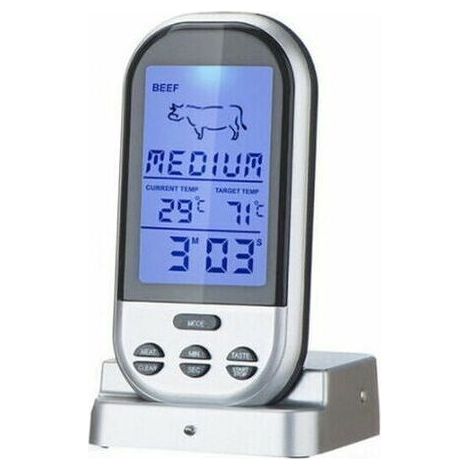 Digitales kabelloses Fleischthermometer mit Fernbedienung, Lebensmittelthermometer für Fisch und Fleisch, Timer, Smoker-Thermometer, wasserdicht, Grillthermometer für BBQ-Grills (1/5)