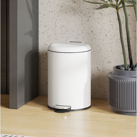 Pattumiera a pedale 20L con coperchio bianco OKMYHOME (1/4)