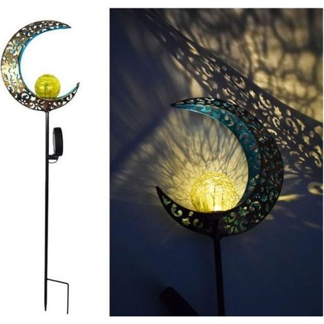 Mondförmige Solar-Gartenleuchte, Retro-Eisen-LED, dekorative Außenbeleuchtung für Rasen und Wege (1/5)