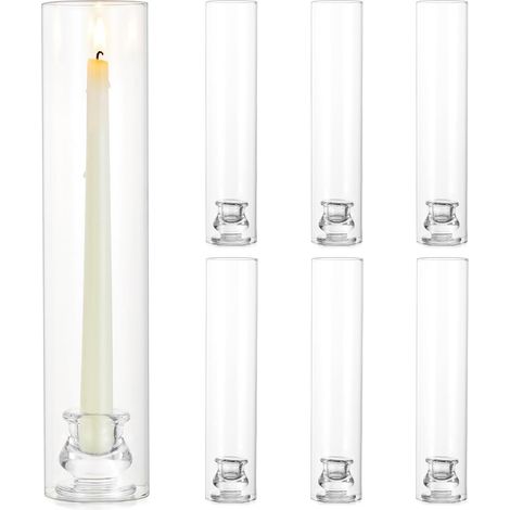 Bougeoirs en Verre Chandeliers: Support de Bougies Coniques avec 30.5cm Hauteur Couvercle Cylindrique pour Noël Mariage Centre de Table Fête Cheminée Décoration d'Intérieur