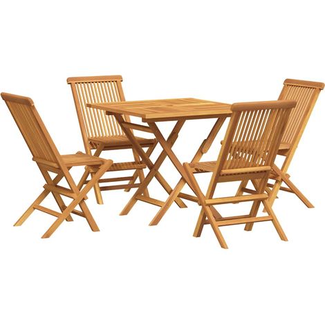 Ensemble à manger de jardin 5 pcs,Salon de jardin Bois de teck massif CFW11208 (1/5)