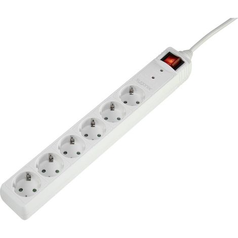 Sygonix SY-5044446 Multipresa con protezione da sovratensioni 6 scomparti Bianco Schuko 1 pz. (1/3)